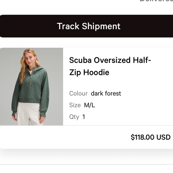 Lululemon scuba oversized half zip hoodie in dark forest - Picture 2 of 3